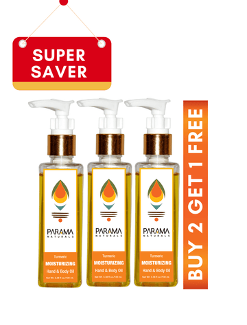 Turmeric Moisturizing Hand & Body Oil, 3x100ml - Multipack Super Saver ParamaNaturals  Parama Naturals summer body oil body oil for summer season body oil for summer